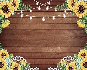 AdaCrazy 10x8ft Girasoles Tablero de madera Telón de fondo Fotos