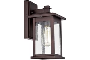 MICSIU Dusk to Dawn Outdoor Wall Light Fixture, Oil Rubbed Bronze Exterior Wall Sconce with Clear Seedy Glass, 12.25 Inch Outside Lights for House, Garden, Garage, Patio, Doorway, Pathway, Balcony.