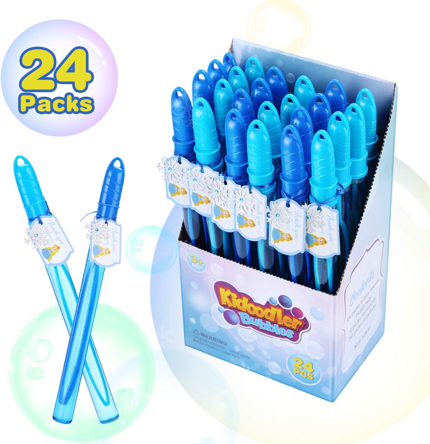 Kidoodler 24 Pack Bubble Wand Assortment, DIY Bubble Wands