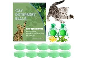 MGVIIIVA Cat Deterrent Outdoor, 10 Pcs Natural Peppermint Oil Cat Deterrent Balls to Keep Cats Out of Yard Permanently, Anti Cat Scratching & Chewing Furniture Indoor, Stop Cats Peeing from Lawn, Yard, Garden