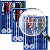 3PCS Pre-Threaded Sewing Box, Mini Ready-to-Use Needle and Thread Kit | with Buttons &amp; Safety Pins, Preloaded Ultra-Thin Portable Travel Mending Kit for Emergency Hand Sewing Clothes Repair