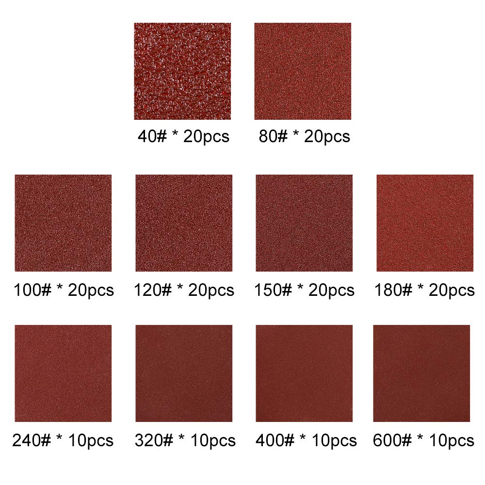 Coceca 160pcs Orbital Sandpaper Sanding Discs 5 Inches 8 Hole Hook and Loop, 20pcs Each 40 80 100 120 150 180 and 10pcs Each 240 320 400 600 Grit Obital Sandpaper, Pack of 160, for Orbital Sander: Industrial & Scientific