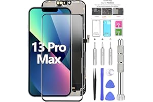 BEZOSMAX for iPhone 13 Pro Max Screen Replacement Kit 6.7" LCD Screen with 3D Touch FHD COF Full Assembly&Digitizer with Repair Tools Screen Protector Waterproof Frame Sticker for A2484/A2641/A2644/A2645/A2643