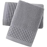 sense gnosis Grey Waffle & Terry Hand Towels for Bathroom Quick Drying Lint Free Thin, Classic Style Soft & Absorbent Bathroom Decorative Hand Towels 13X29 inch