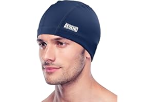 Aegend Fabric Swim Cap, Silicone Waterproof Layer - Breathable Cloth Swimming Cap, Keep Hair Dry with Hight Elasticity for Youth(8-16) Adult, 2 Sizes to Choose
