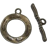 28 Sets Bronze Tone Antiqued Round Hammered Bracelet Toggle Clasps - Findings, DIY Crafts, Jewelry Making