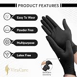 ViraCare 1000x Black Nitrile Gloves Medium Powder Free Latex Free view 2