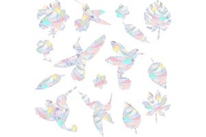 PINSIT 60 PCS Window Decals to Prevent Bird Strikes, Bird Window Strike Prevention, Rainbow Colorful Stickers Stop Birds Flying into Windows