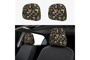 Yobvec Mushroom Car Seat Headrest Covers Universal Size, Soft Breathable Mushroom Car Accessories