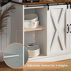 4ever2buy Farmhouse Coffee Bar Cabinet with Sliding