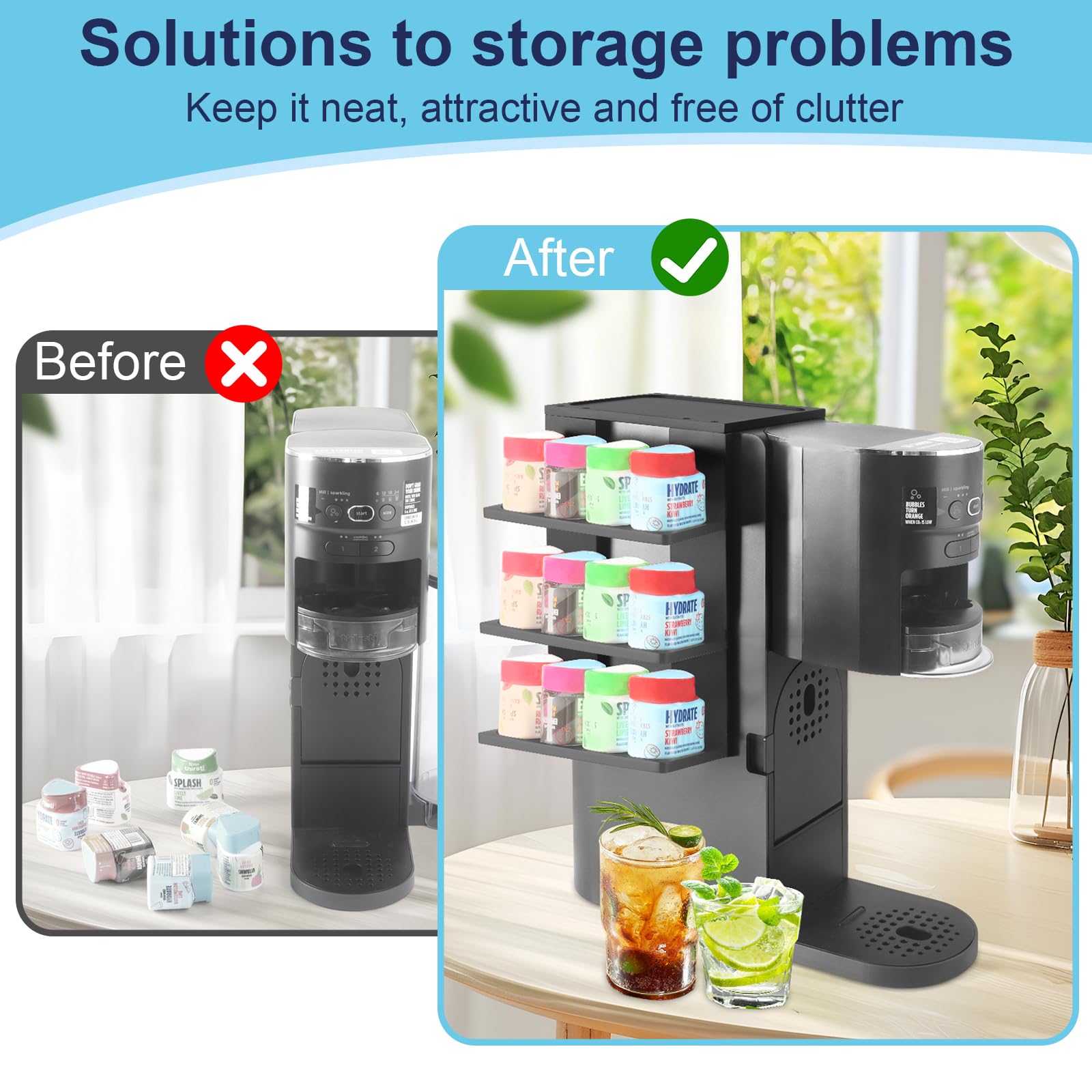 Soda Machine Flavor Pod Holder for Ninja Thirsti Drink System, 12-Flavor Storage Holder for Ninja Thirsty Drink System Pod Organizer for Ninja Thirsty Flavor Pods, Flavored Water Drops Upgrade