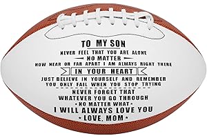 K KENON Engraved Footballs for Son from Mom - Personalized Composite Leather American Football - Anniversary Christmas Graduation Gifts for Son