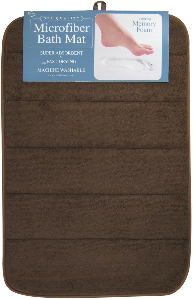 Envision Home Microfiber Bath Mat with Memory Foam, 16 by 24-Inch, Espresso