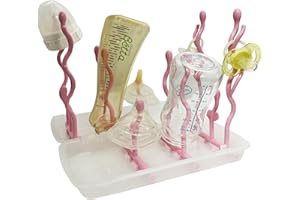 DIJIAMEIYA Travel Baby Bottle Drying Rack,Foldable Portable Bottle Drying Rack,Holds Up to 12 Baby Bottles,Suitable for Baby Travel,Indoor Kitchen,Living Room