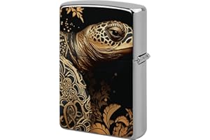 Black and Gold Sea Turtle Pattern Lighter Cover for Men, Personalized Lighter Case for Birthday Gift, Flip-Top Lighters Prote