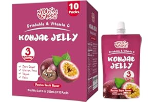 VOLO VERO Konjac Jelly Squeeze Pouch Passion Fruit Flavor, Low Calories (3 Kcal), 10 Packs, Gluten Free & Vegan, 0 Sugar, Keto, Low Carb, Drinkable Vitamin C Healthy Snacks, Holiday Gifts