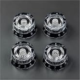 CashBeat 4 Pack Lampshade Guitar Speed Knobs, Clear Black 18 Spline LP SG | Lampshade Style Speed Control Knobs with 18 Fine Spline Shafts, Fit LP and SG Style Electric Guitar Volume and Tone Pots