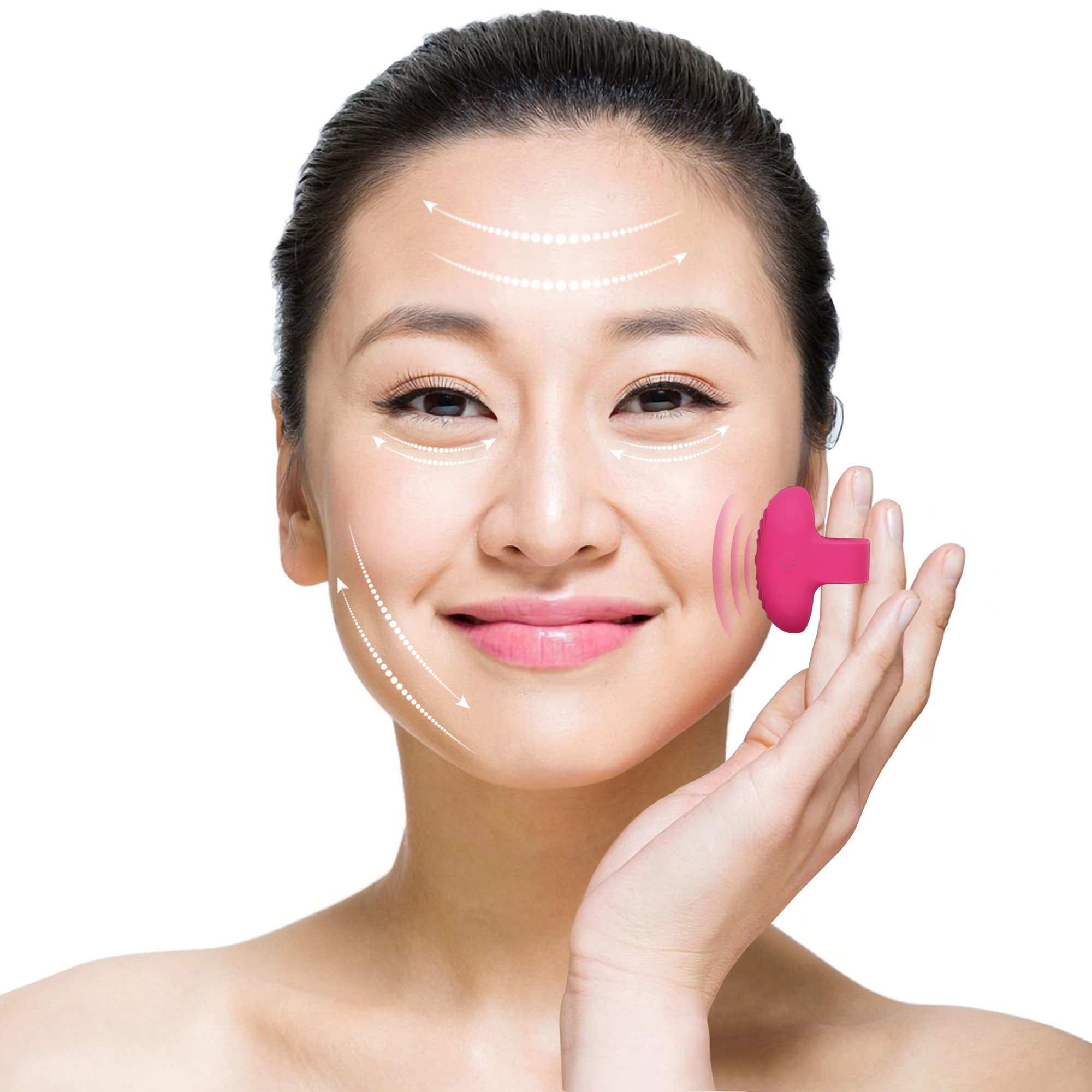 Photo 1 of jtffer Mini Face Massager, Vibration Wand Waterproof Rechargeable Portable Powerful Massage Tool, Multifunctional Eye, Finger and Body Massager - Rose Red