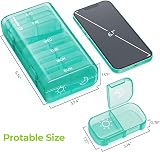 AUVON XL Weekly Pill Box Organiser 2 Times a Day Cyan Privacy Case view 5