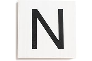 Stiles Letter Tiles, Wall Decor, Wooden Crossword Letters for Living Room, Dining Room, Kitchen, or Bedroom, Family Signs for Home 3.5 Inch, White, Letter N