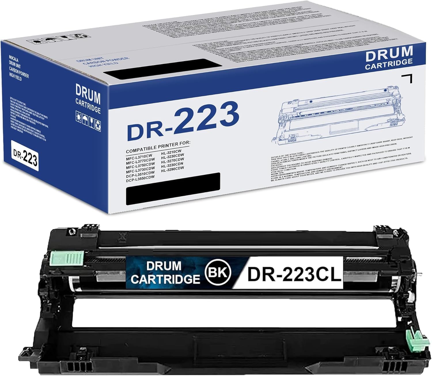 Photo 1 of 1-Pack Black High Yield DR223CL DR-223CL Drum Unit Replacement for Brother DR223 DR-223 Drum MFC-L3770CDW L3710CW L3750CDW L3730CDW HL-3210CW 3230CDW 3270CDW Printer (Only Drum Stand, No Toner)