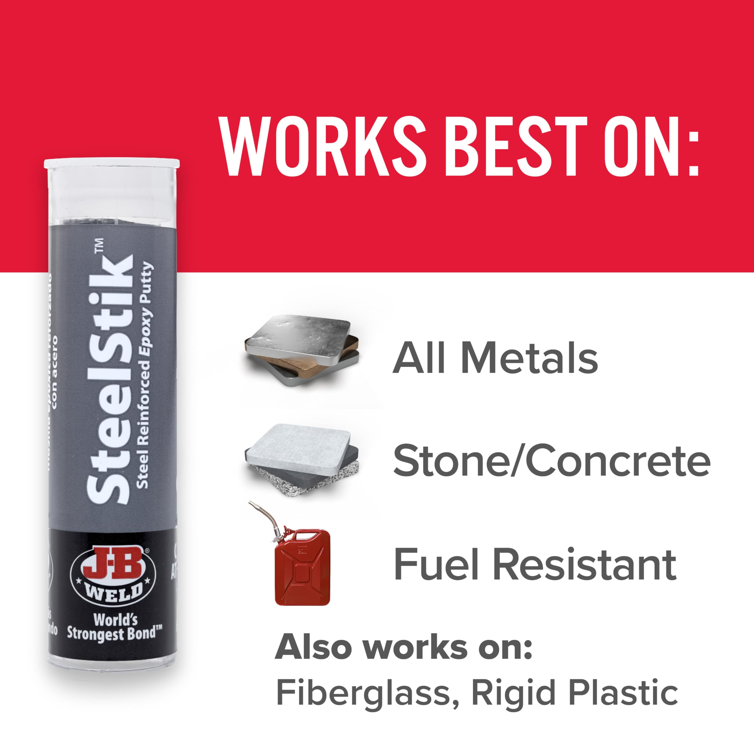 J-B Weld 8267 SteelStik Steel Reinforced Epoxy Putty Stick - 2 oz.