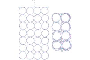 Focenat Scarf Hanger Holder with 28 Loops, Foldable Scarf Hanger Organizer Holder Wardrobe Space Saving Organiser Non-Slip fo