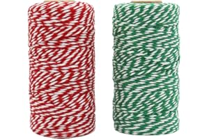 Tenn Well Bakers Twine, 656 Feet 2 Rolls Christmas Twine String Ribbon for Gift Wrapping, Pastry Boxes Tying, Festival Decorations, DIY Crafts (328Feet Each Roll)