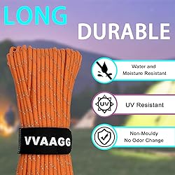 VVAAGG Reflective Paracord Rope 100FT, 7 Strand