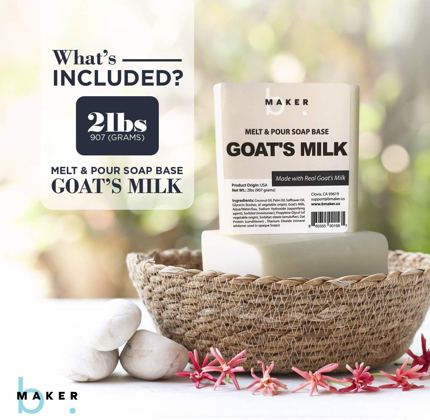 bMAKER All-Natural Goats Milk Melt and Pour Soap Base (2lb Blocks) - Moisturizing and Nourishing M&P Base Soap Making Supplies - Suitable for Sensitive or Dry Skin: Arts, Crafts & Sewing