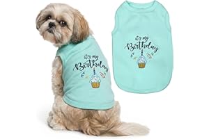 Parisian Pet Dog T-Shirt with Embroidered 'Its My Birthday' - Dog Birthday Shirt - Sleeveless, Lightweight Pet Vest - Blue Do