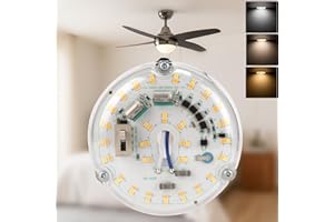 SATZOL 4“ 18W Color Changeable Ceiling Fan LED Light Replacement, 3000K/4000K/5000K Selectable Ceiling Fan LED Light Kit, 2200LM Dimmable LED Retrofit Kit for Ceiling Fans, ETL Listed