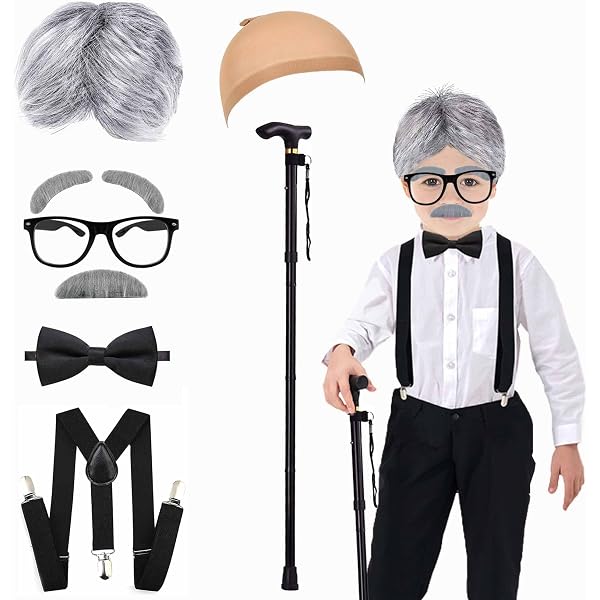 100 Days Of School Old Man Costume – Grandpa Dress-Up Outfit Kit For Boys (Hat, Vest, Glasses, More) - View #4