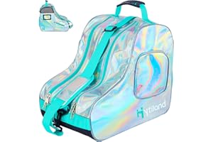 Hytiland Roller Skate Bag Inline Skates Bag Stylish Plain Holographic Fashion Model Spacious Big Capacity Ice Skate Bag Breathable Mesh Waterproof & Durable Figure Skating Bag For Women And Youth