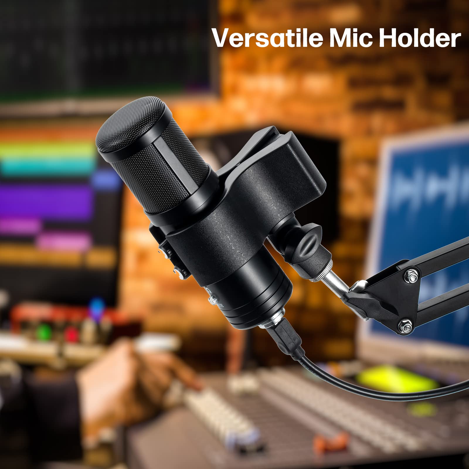 BILIONE 1pcs Large Microphone Clip, Adjustable Mic Holder for Microphones with Outer Diameter Range 1.26