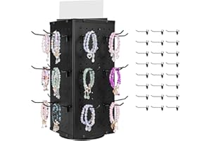 VEVOR Rotating Pegboard Display Stand, 7.4 x 7.4 x 17 in 4-Sided Spinning Peg Board Display with 24 Hooks, Thickened Cold-Rol