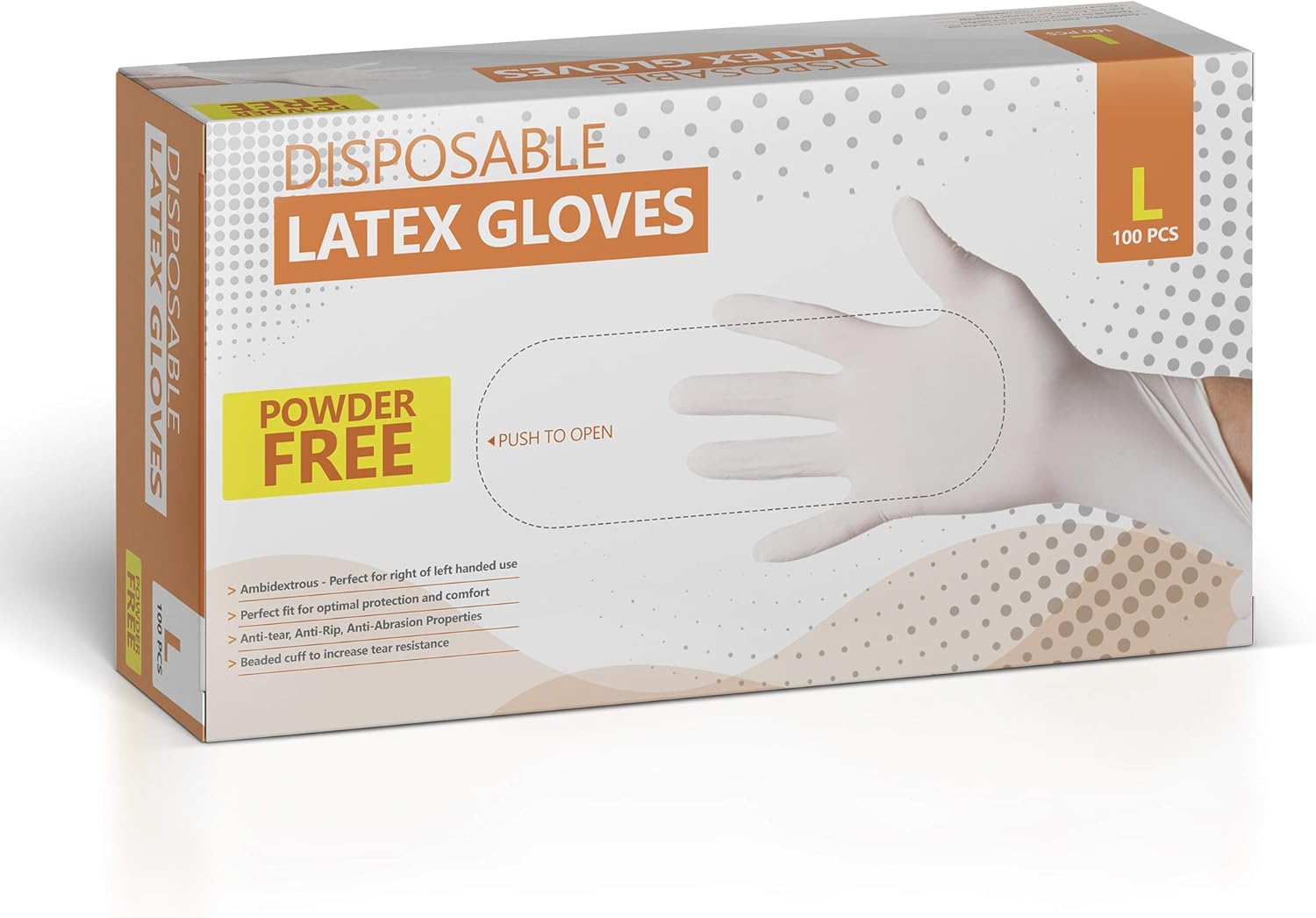 Disposable Latex Gloves, Powder Free (100 Gloves Per Box