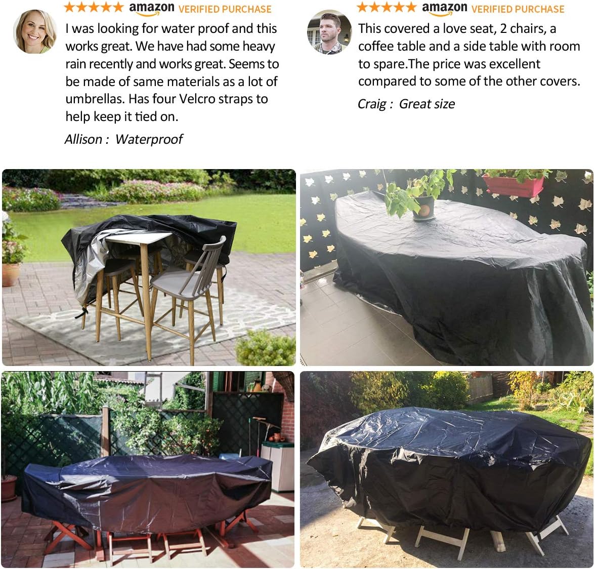 ESSORT Patio Furniture Covers, Extra Large Outdoor Furniture Set Covers Waterproof, Rain Snow Dust Wind-Proof, Anti-UV, Fits for 12 Seats (124"x63"x29" 210D) : Garden & Outdoor