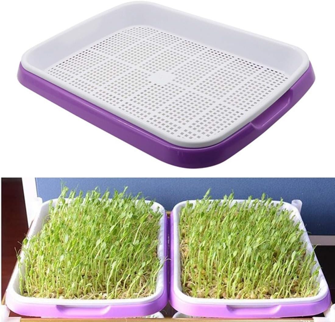 LVPY 2 Pcs Two-Tiered Hydroponics Basket Soilless Seed Sprouter Germination Tray Kit with Lid for Garden Home