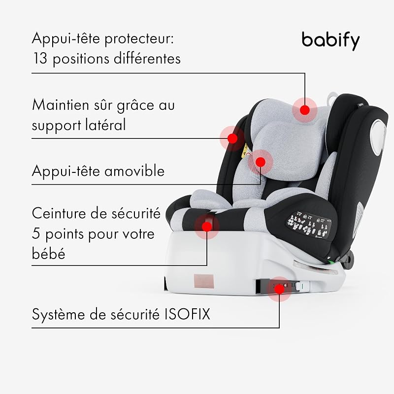 Onboard Siege Auto ECE R129/i-Size, Bebe 0 à 36kg, Siege Auto Isofix Groupe 0 1 2 3, Siège Auto Bébé et Enfants de 0 à 12 Ans, Sièges Auto Pivotant 360, Ergonomique, Rehausseur Voiture Enfant