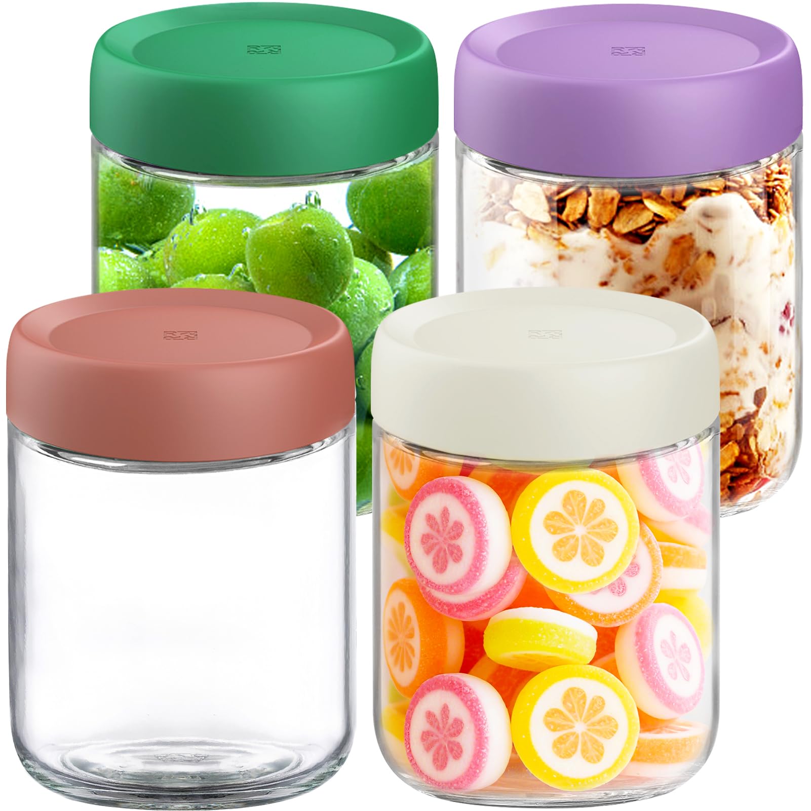 Photo 1 of 16oz Overnight Oats Containers with Lids - 4 Pack Bulk Airtight Glass Jars, Meal Prep Jars for Yogurt, Salad, Smoothies, Reusable Storage Containers (Leakproof, Dishwasher & Freezer Safe)
