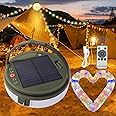 Solar Camping String Lights , 2 in 1 Multi-Color Outdoor String Lights with 8 Lighting Modes(39.4Ft), Solar Power and USB Rechargeable , Waterproof Portable Camping Lights for Hiking Yard