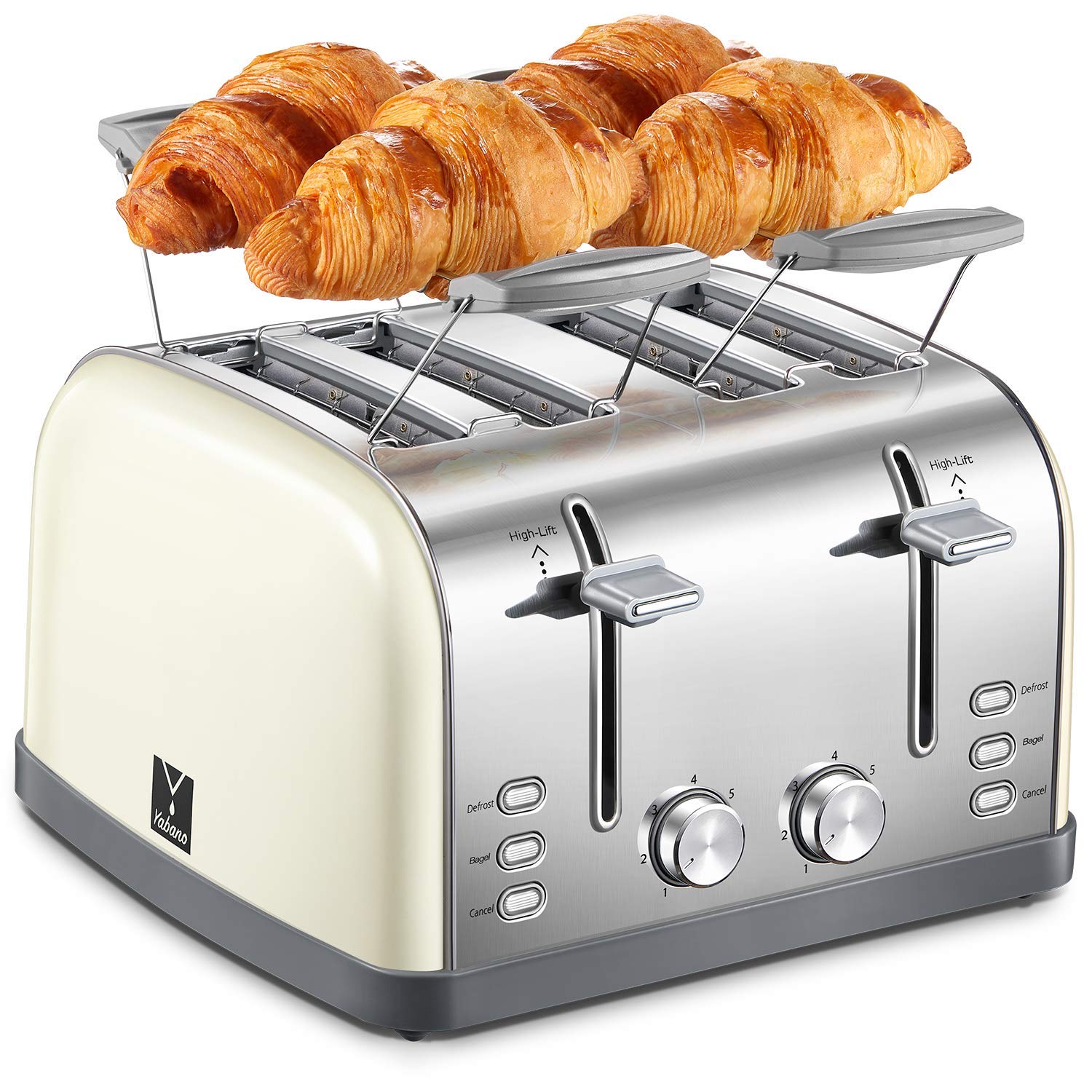 4 Slice toaster, Retro Bagel Toaster Toaster with 7 Bread Shade Settings, 4 Extra Wide Slots, Defros