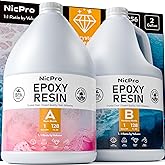 Nicpro 2 Gallon Crystal Clear Epoxy Resin Kit, Not Yellowing & Bubbles Free Food Safe Resin for Coating and Casting, Craft DIY, Jewelry Making Art, Molds, Tables Top, Wood