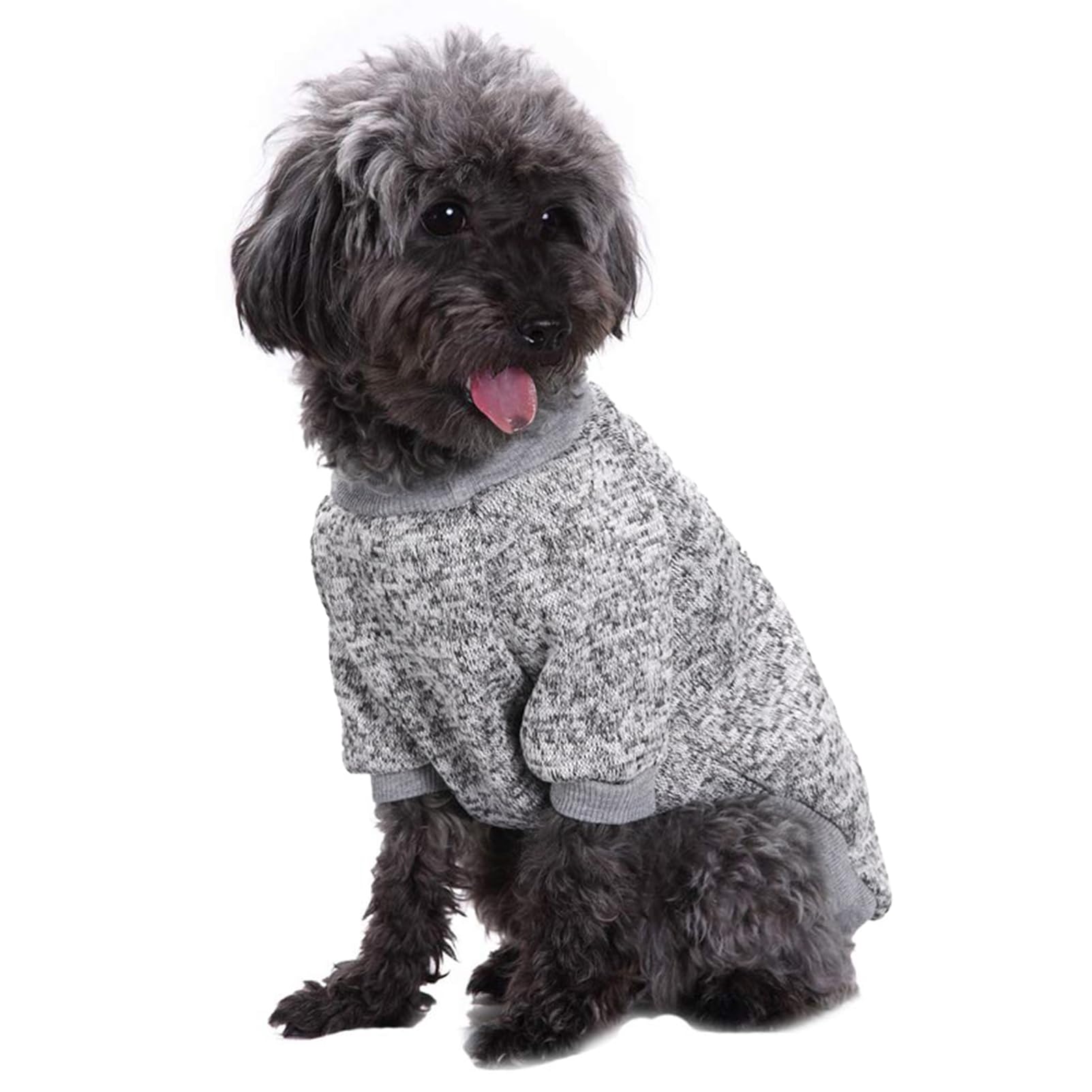 Jecikelon Dog Clothes Dogs Sweater Soft Puppies Clothing Winter Puppy Sweaters Warm Outfit for Dogs Small XXS XS Cat Apparel (Grey, M)