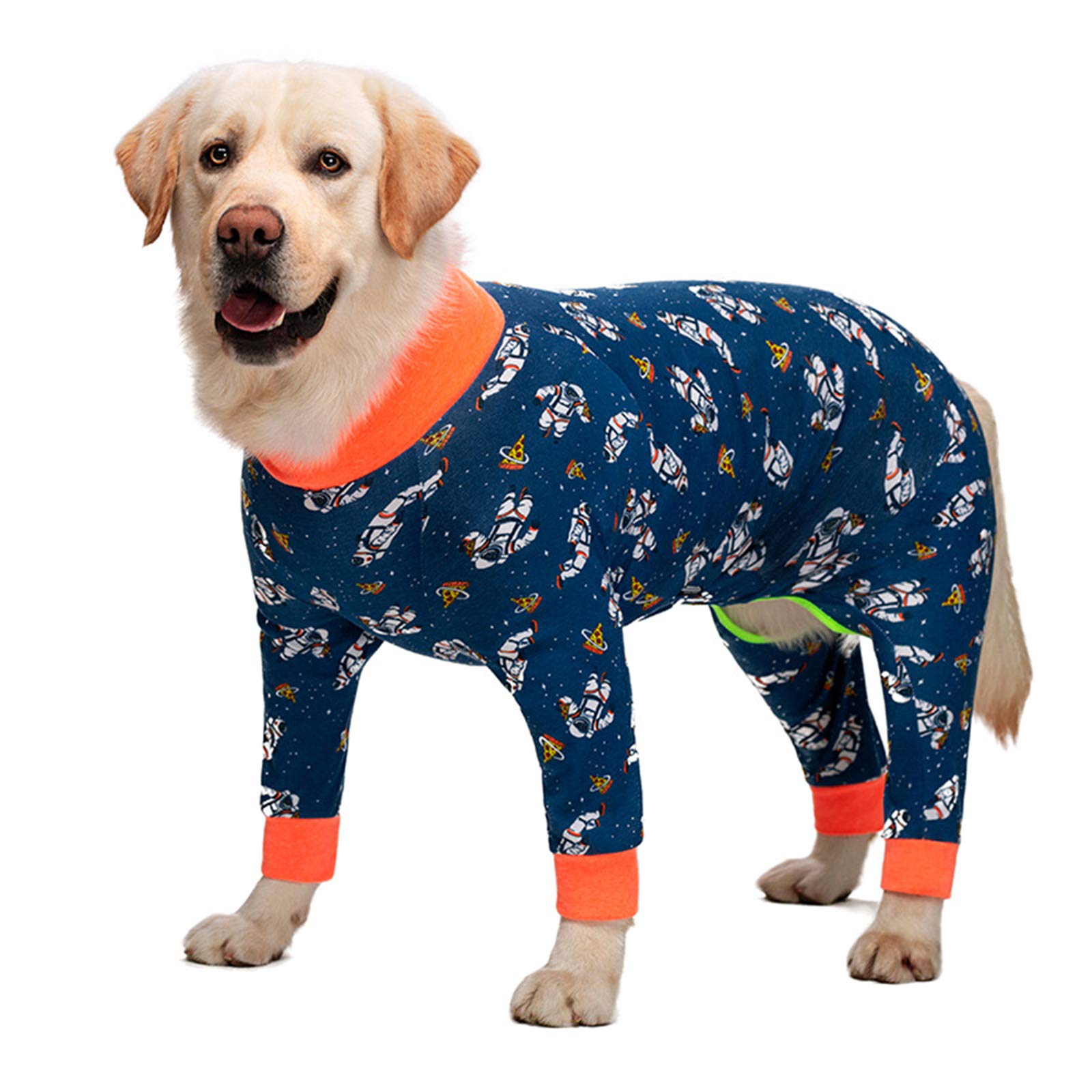 Dog Pajamas Jumpsuit for Medium Large Dog Lightweight Cotton Dog Shirt Anti Hair Dog Onesies After Surgery Dog Clothes (26#:Blue astronaut)