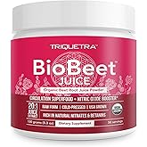 BioBeet® Max Strength Beet Root Juice Powder – 20:1 Concentrate, Each Serving Derived from 60,000 mg Organic Beetroot - Cold-Pressed, USA Grown – Nitric Oxide, Circulation Support – 50 Servings