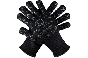 GRILL ARMOR GLOVES Grill Armor Oven Gloves 932°F Extreme Heat & Cut Resistant Oven Mitts with Fingers for BBQ, Cooking, Grilling, Baking – Accessory for Smoker, Cast Iron, Fire Pit, Camping, Fireplace and More
