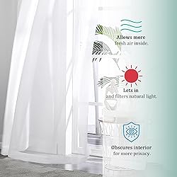 OVZME 4 Panels - Sheer White Curtains 96 Inches