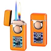 GatherStars Smart Butane Torch Lighter 3 Flame 4 Ignition Modes | Voice/Airflow/Gravity/Tap Activated, Soft/Jet/Dual Arc, USB-C Rechargeable Refillable, LED Digital Display, Fuel Not Included